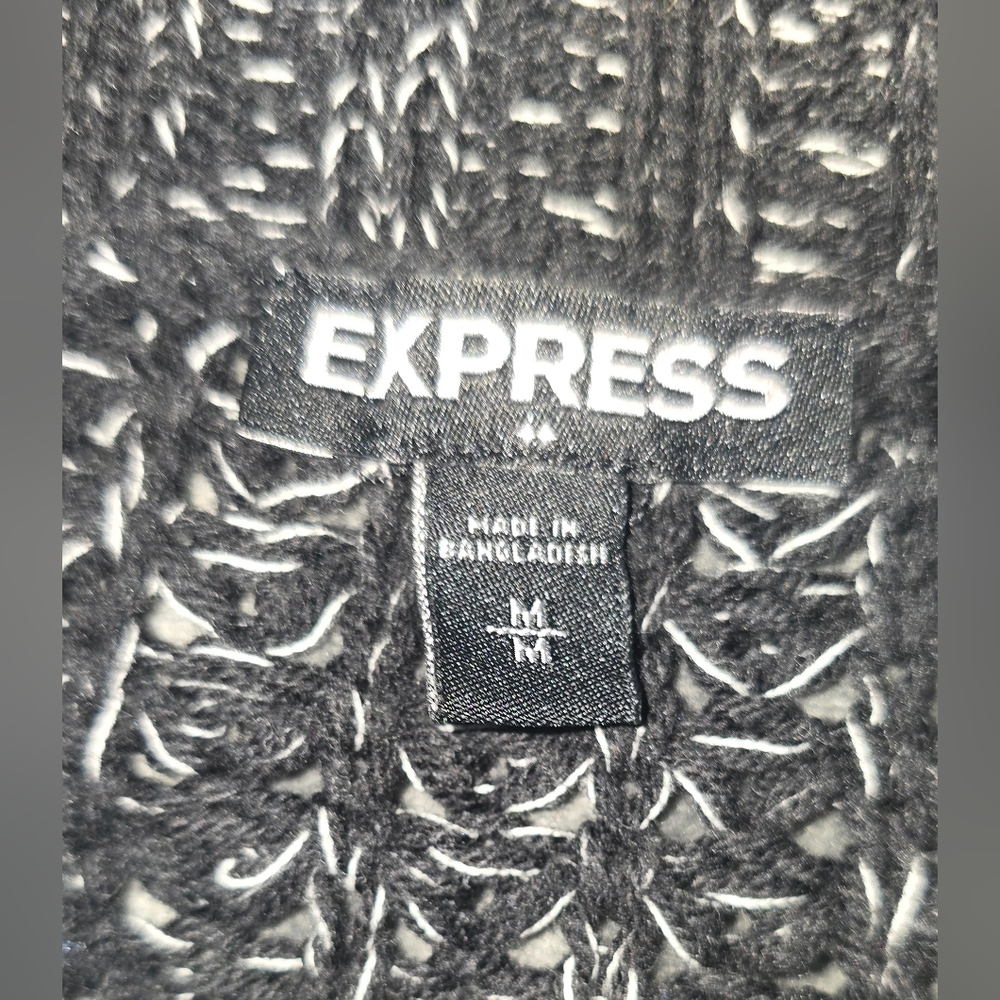 Express Knit Cardigan Sweater Black Womens Size Medium - Picture 9 of 10